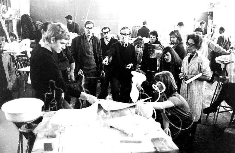 JM teaching a sculpture class at St Martins, early 1960's